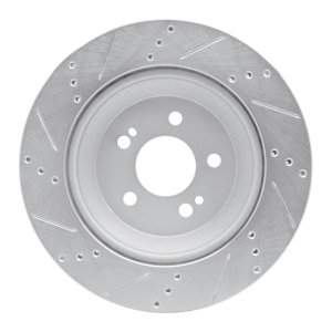Mercedes-Benz S450 Brake Rotor (1) - Rear Right - R1 Concepts - Drilled & Slotted - Silver - `15-`21